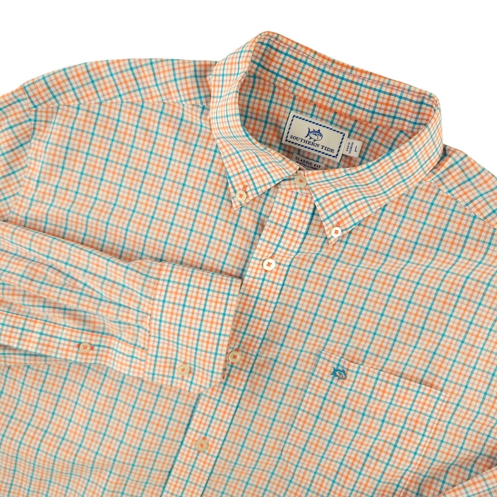 Southern Tide Shirt Mens L Multicolor Plaid Long Sleeve Button Down Stretch